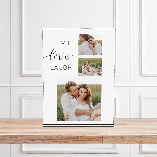 Bloc Photo Collage moderne Couple Photo & Live Love Laugh Cad