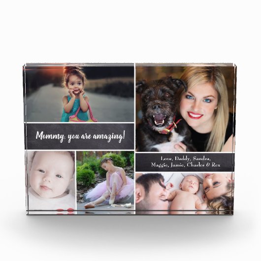Bloc Photo Collage photo personnalisé pour maman, tableau noi (Devant)