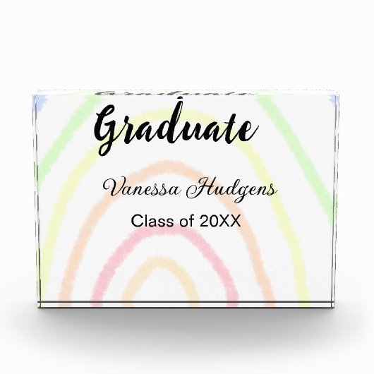Bloc Photo Colorful rainbow Boho graduation ajouter nom année (Devant)