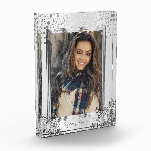 Bloc Photo Confetti décoratif blanc et argenté - DO-IT-YOURSE (Gauche)