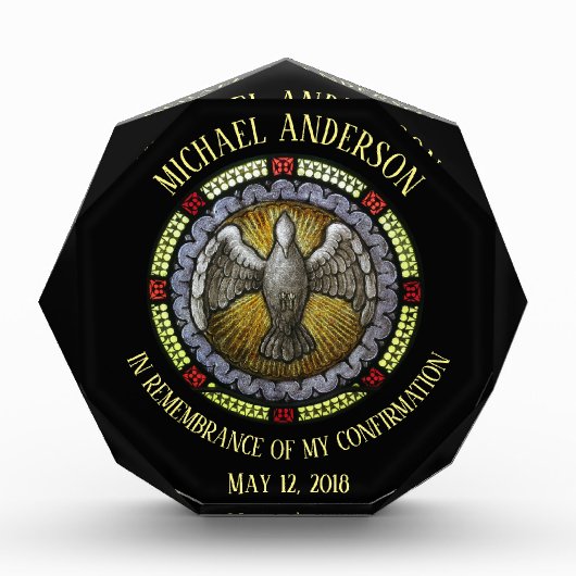 Bloc Photo Confirmation en verre de l'Esprit Saint RCIA (Devant)