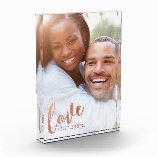 Bloc Photo Copper Love Calligraphy Script Overlay (Gauche)