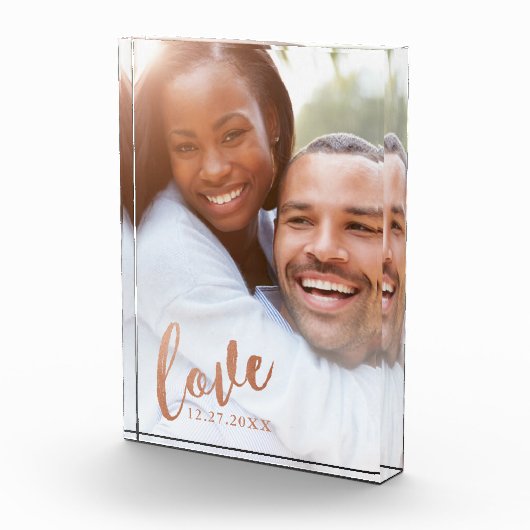 Bloc Photo Copper Love Calligraphy Script Overlay (Droite)