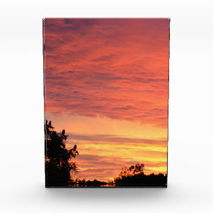 Bloc Photo Coucher de soleil clair et nuageux orange,