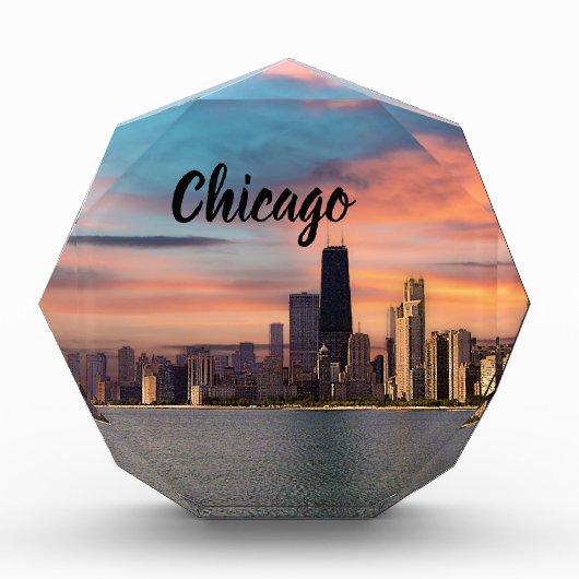 Bloc Photo Coucher de soleil sur Chicago (Devant)