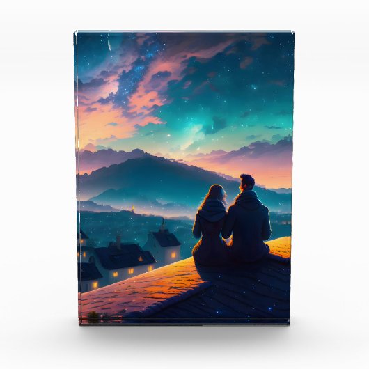 Bloc Photo Couple Assis Sur Le Toit (Devant)