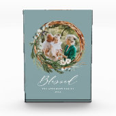 Bloc Photo Courbe feuillue moderne stylisée écriture bénite (Devant)