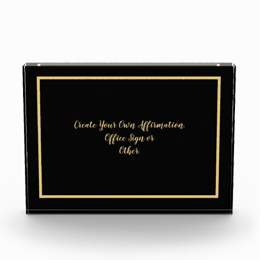 Bloc Photo Créez votre propre déclaration ou texte noir et or (Devant)
