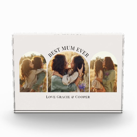 Bloc Photo crème élégante arche multi photo meilleure maman (Devant)