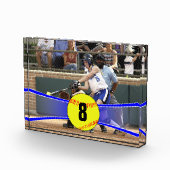 Bloc Photo Cube photo de softball bleu personnalisable (Droite)