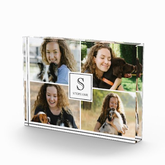 Bloc Photo Custom 4 Picture Collage with Monogram and Name (Droite)