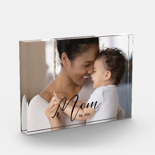 Bloc Photo Custom Mom Established Modern Script Photo (Gauche)