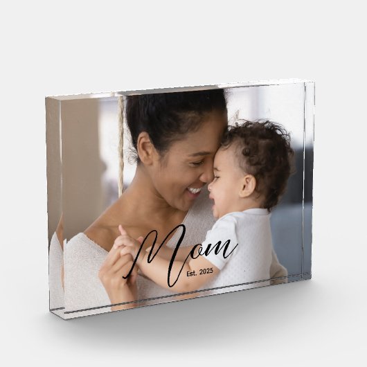 Bloc Photo Custom Mom Established Modern Script Photo (Gauche)