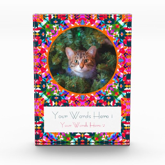 Bloc Photo Custom Pink Orange Green Christmas Decor Gift (Devant)