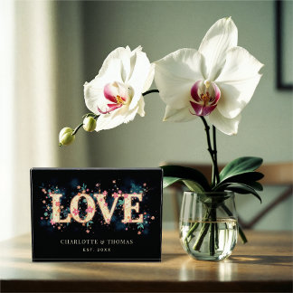 Bloc Photo Cute Colorful Floral LOVE Word Black Background