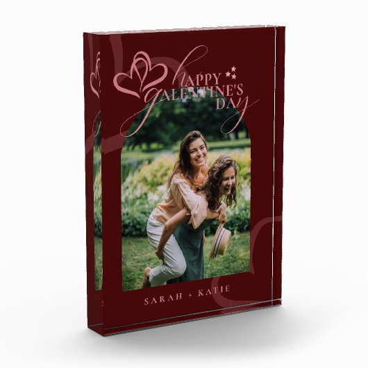 Bloc Photo Cute Minimal Modern Maroon Script Galentine's  (Gauche)