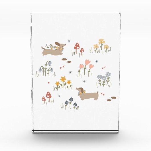 Bloc Photo Dachshund Weiner Amoureux de les chiens Fleur sauv (Devant)