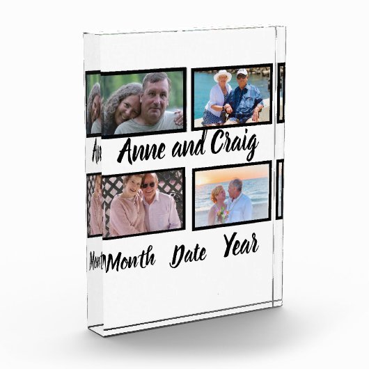 Bloc Photo Date personnalisée Anniversaire du Mariage 4 Photo (Gauche)