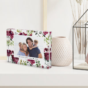 Bloc photo de légende personnalisée de fleurs d'hi