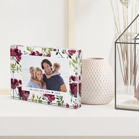 Bloc photo de légende personnalisée de fleurs d'hi