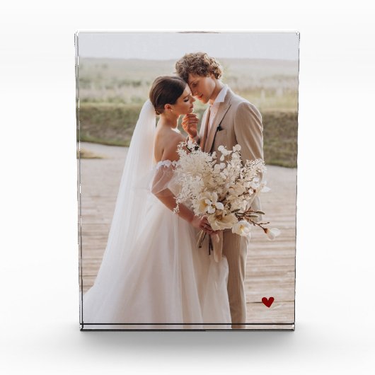 Bloc photo de mariage moderne marron coeur (Devant)
