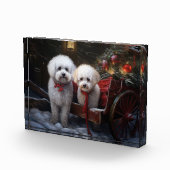 Bloc Photo Décor de Noël Bichon Frise Snowy Sleigh (Droite)