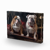 Bloc Photo Décor de Noël Bulldog Snowy Sleigh (Droite)