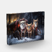 Bloc Photo Décor de Noël Chihuahua Snowy Sleigh (Gauche)