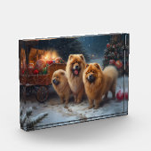 Bloc Photo Décor de Noël Chow Chow Snowy Sleigh (Gauche)