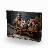 Bloc Photo Décor de Noël de Bulldog Snowy Sleigh (Droite)