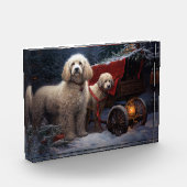 Bloc Photo Décor de Noël de caniche Snowy (Gauche)