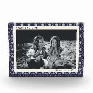 Bloc Photo Décor personnalisé Hanoukka Décor bleu rétro géomé