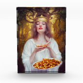 Bloc Photo Déesse avec une assiette remplie de poutine (Devant)