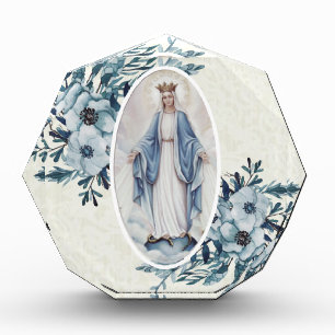 Bloc Photo Dentelle florale bleue de Vierge Marie de  Madonna