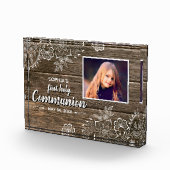 Bloc Photo Dentelle rustique en bois Première sainte Communio (Droite)