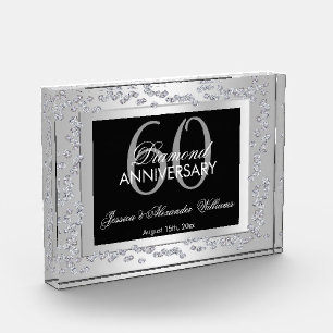 Bloc Photo Diamants d'argent élégant 60e anniversaire de Mari