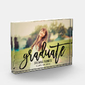 Bloc Photo Diplômé Personnalisé Écriture Brossée Noire (Gauche)