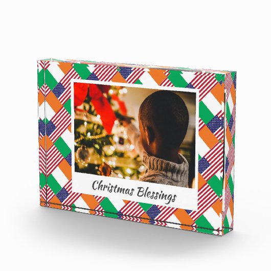 Bloc Photo DOUBLE IRLANDAIS AMÉRICAIN moderne Noël Keepsaké (Droite)