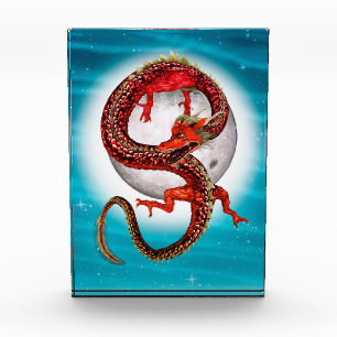 Bloc Photo Dragon Lune Rouge Fantastique Artistique