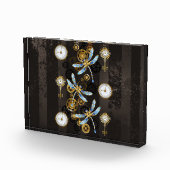 Bloc Photo Dragonflies de Steampunk sur arrière - plan rayé b (Droite)