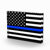 Bloc Photo Drapeau de police de la ligne bleue mince (Droite)