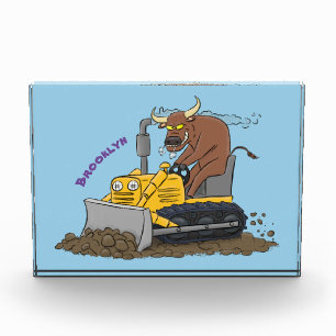 Bloc Photo Drôle bulldozer de conduite de taureaux