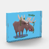 Bloc Photo Drôle dessin animé d'orignal heureux (Gauche)