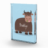 Bloc Photo Drôle joyeux yak mangeant de l'herbe dessin d'illu (Droite)