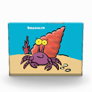 Bloc Photo Drôle mignon caricature pourpre crabe ermite