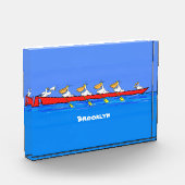 Bloc Photo Drôle pélicans rameurs dessin animé (Gauche)