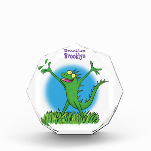 Bloc Photo Drôle vert souriant animé lézard d'iguane