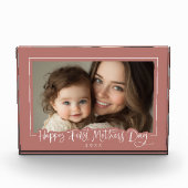 Bloc Photo Dusty Pink Script moderne Joyeux Fête des Mères (Devant)