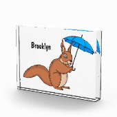 Bloc Photo Écureuil rouge mignon avec dessin animé parapluie (Droite)