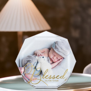Bloc Photo Effet "béni" Gold Foil Baby Personnalisé